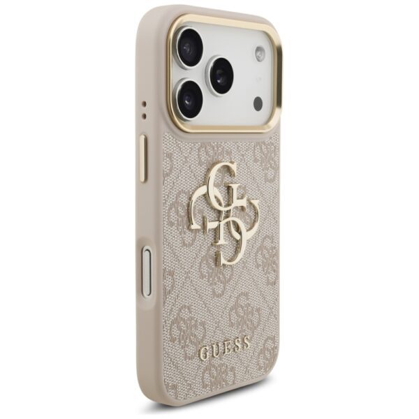 Guess 4G Big 4G Classic Logo Big Strap Metal Buttons Case for iPhone 17 Pro - Pinkeng