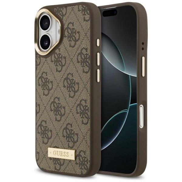 201115_1 Guess 4G Logo Plate MagSafe case for iPhone 17 - browneng