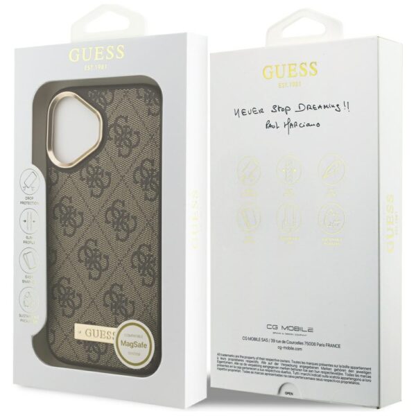 201115_8 Guess 4G Logo Plate MagSafe case for iPhone 17 - browneng