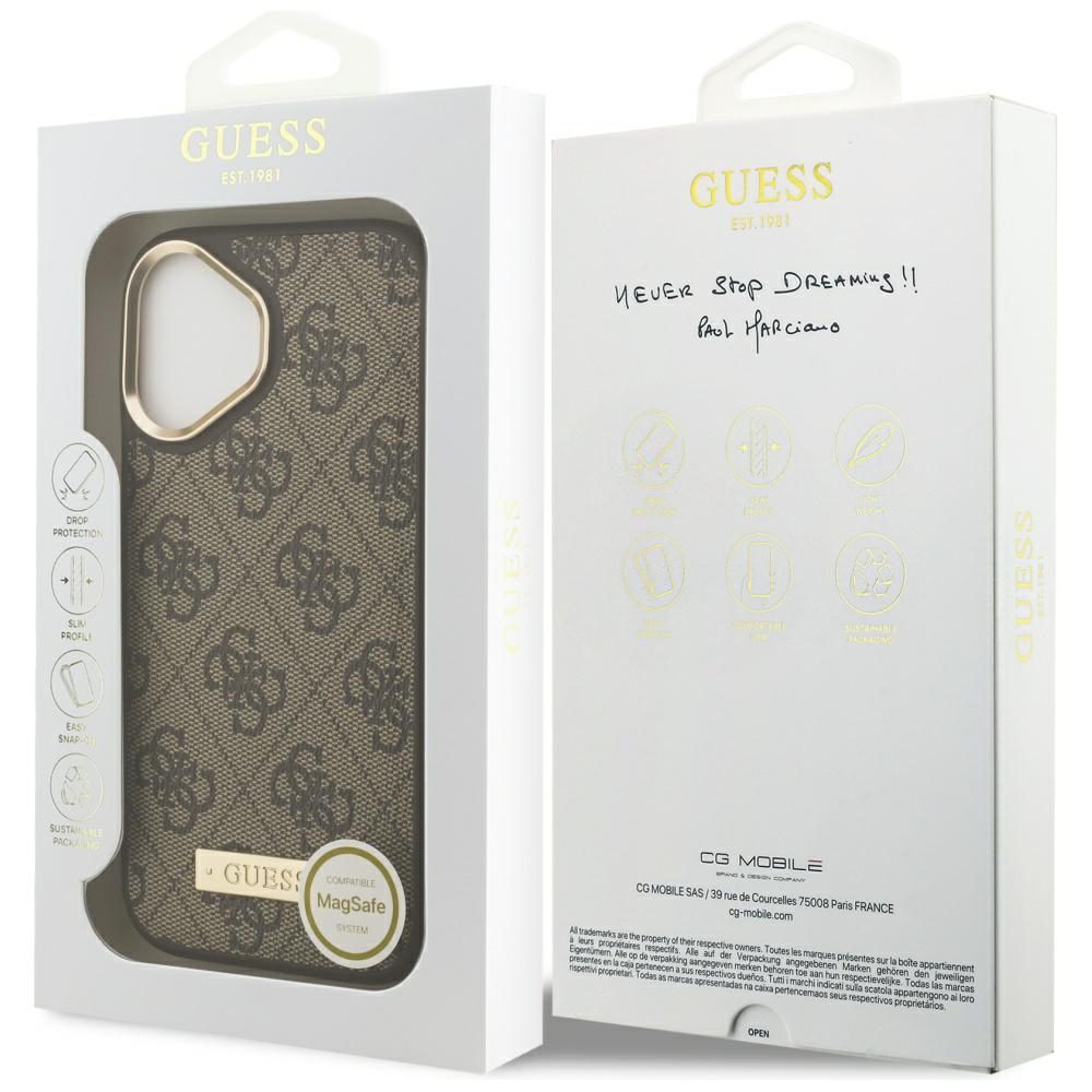 201115_8 Guess 4G Logo Plate MagSafe case for iPhone 17 - browneng