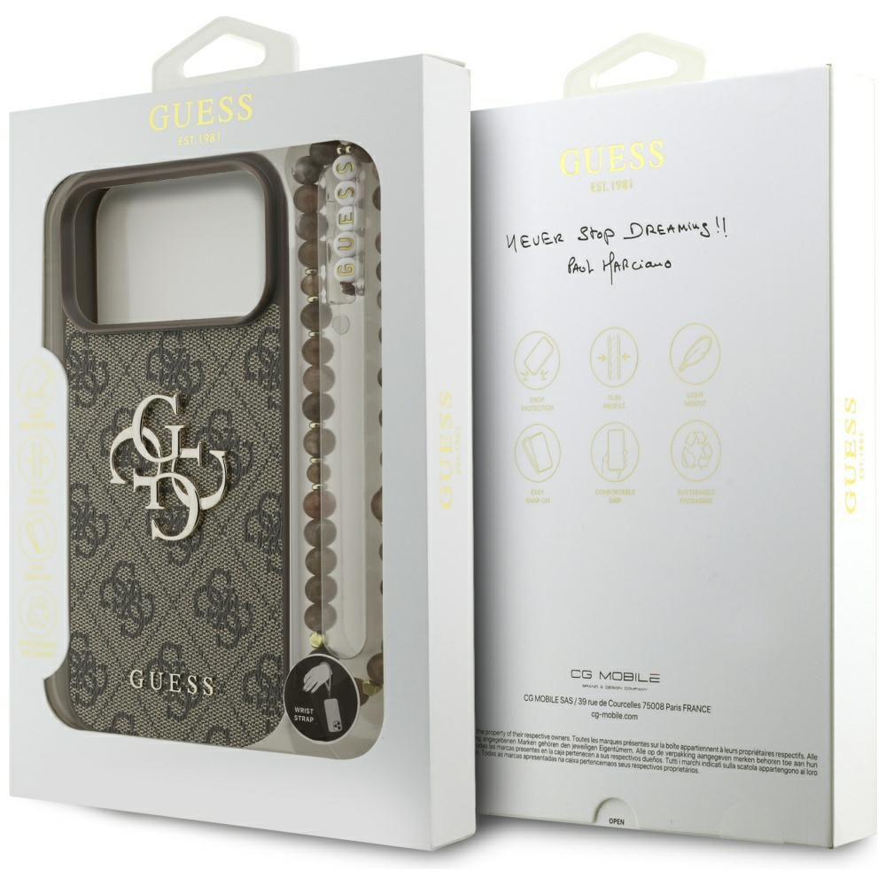 Guess 4G Strap 4G Classic Logo Case for iPhone 17 Pro Max - Browneng