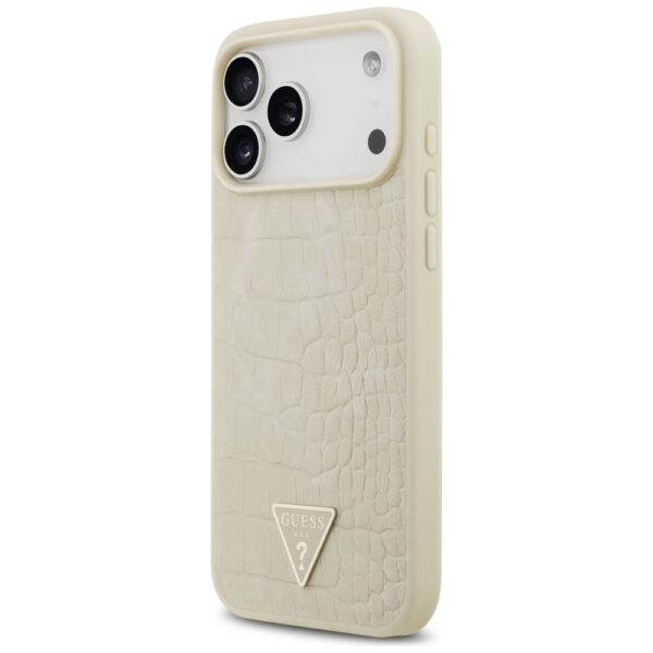 Guess Croco Triangle Logo MagSafe Case for iPhone 17 Pro Max - Goldeng