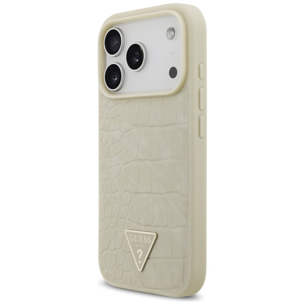 Guess Croco Triangle Logo MagSafe case for iPhone 17 Pro - goldeng