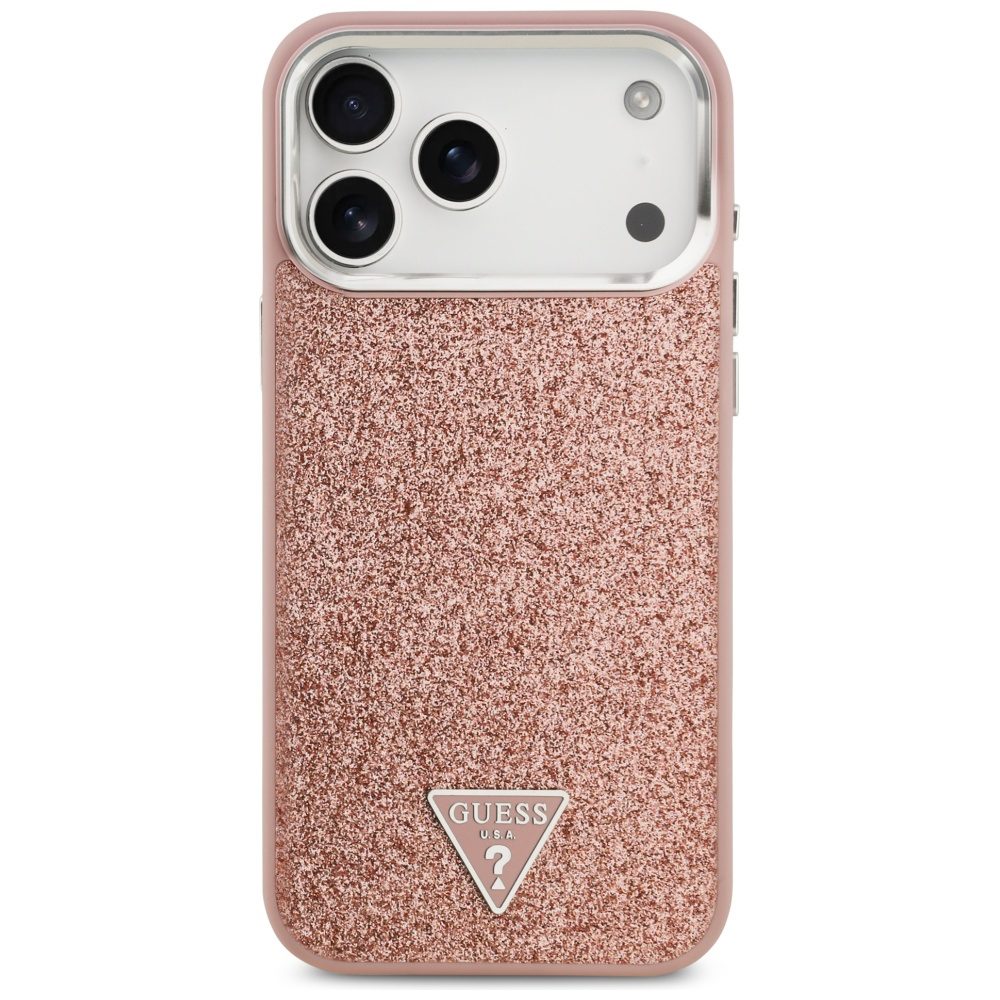 201161_3 Guess Glitter Triangle Logo MagSafe Case for iPhone 17 Pro Max - Pinkeng