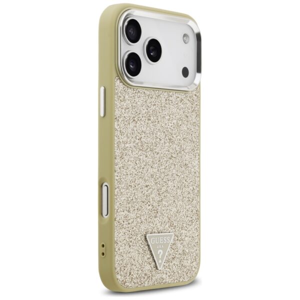 Guess Glitter Triangle Logo MagSafe Case for iPhone 17 Pro Max - Goldeng