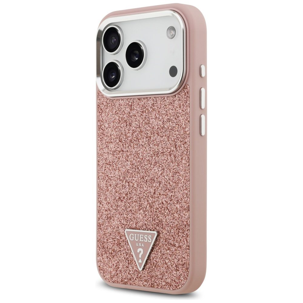 201163_2 Guess Glitter Triangle Logo MagSafe Case for iPhone 17 Pro - Pinkeng