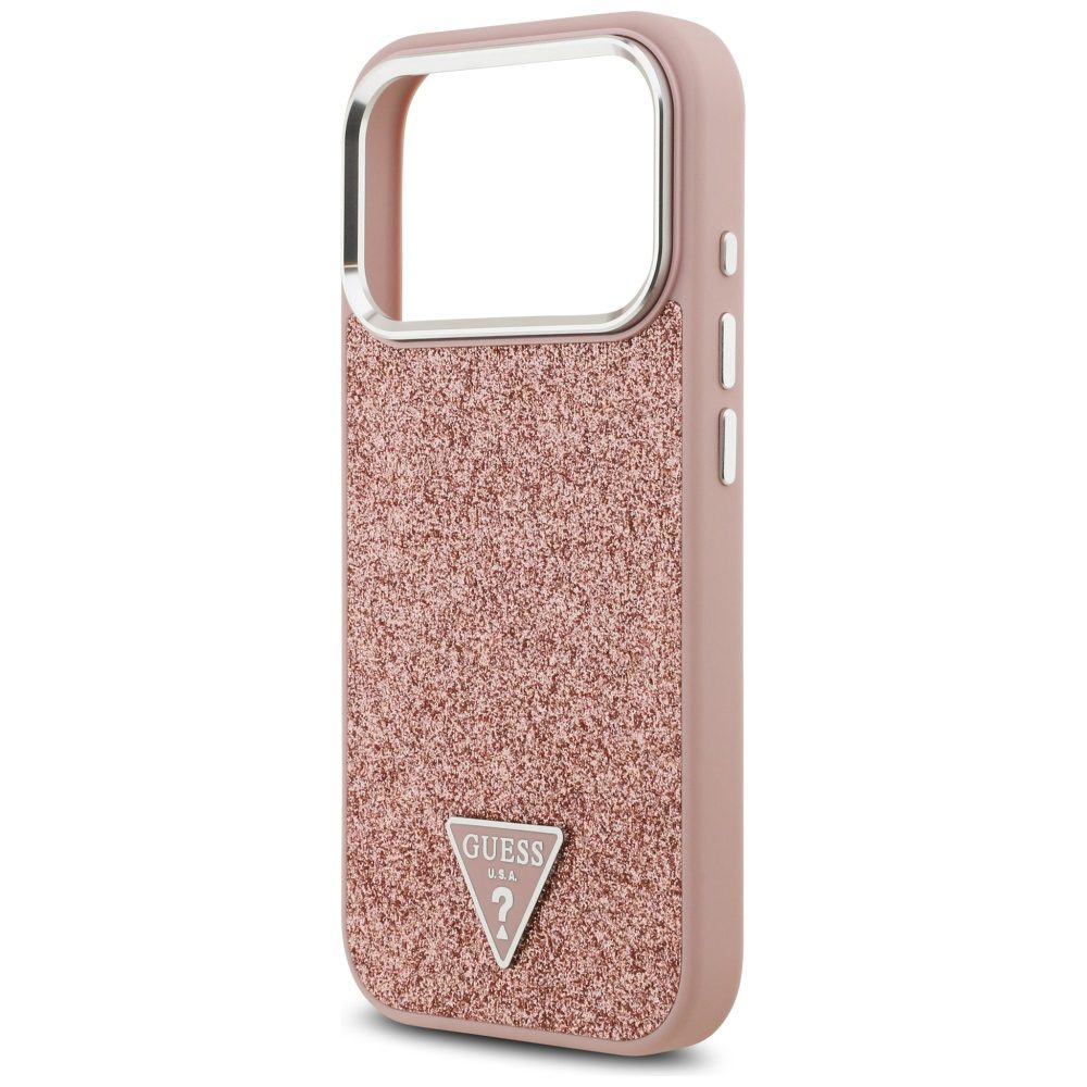 201163_6 Guess Glitter Triangle Logo MagSafe Case for iPhone 17 Pro - Pinkeng
