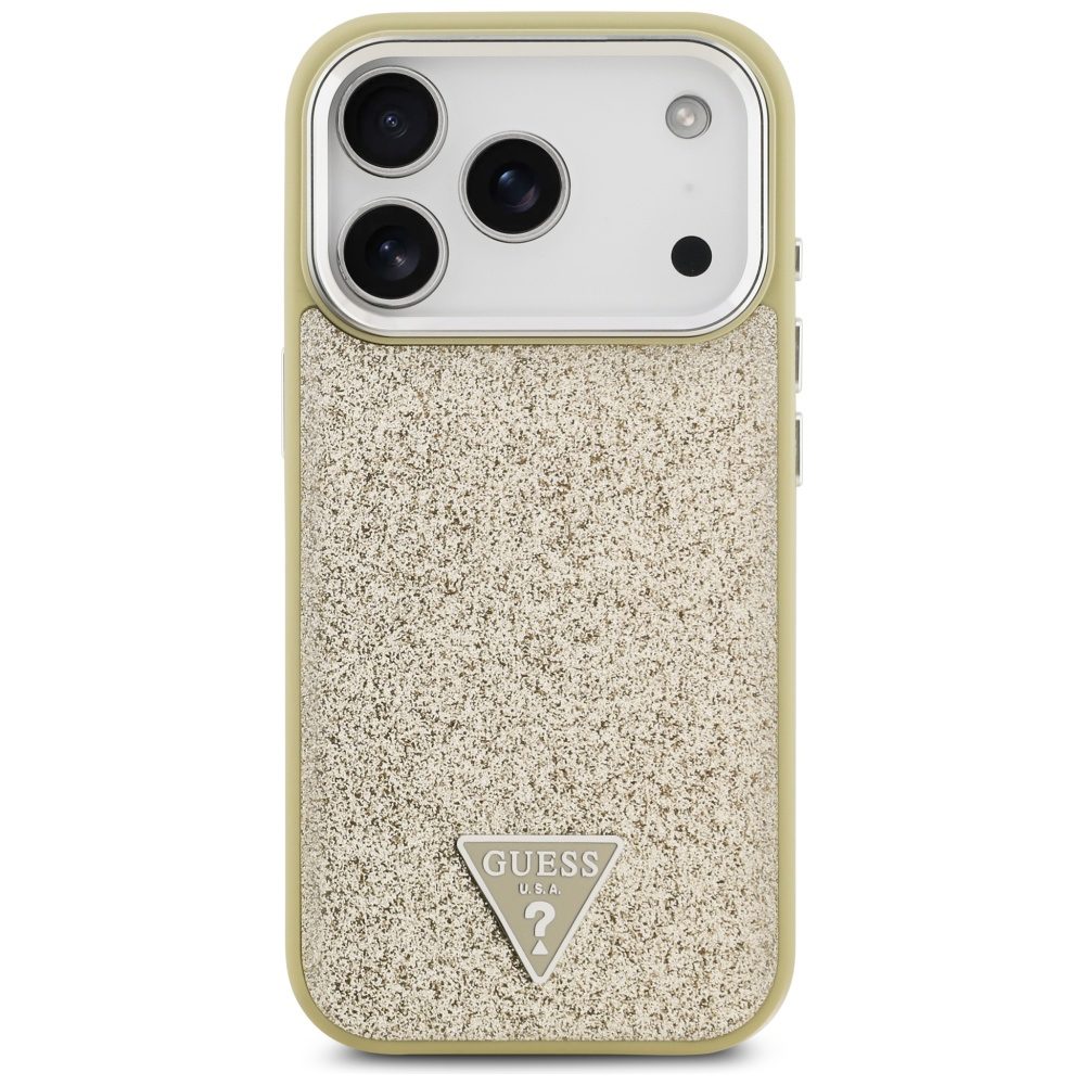 Guess Glitter Triangle Logo MagSafe Case for iPhone 17 Pro - Goldeng
