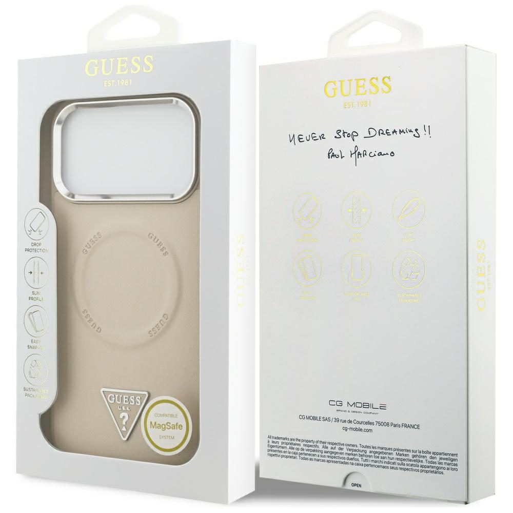 201234_8 Guess Triangle Logo MagSafe Case for iPhone 17 Pro Max - Beigeeng
