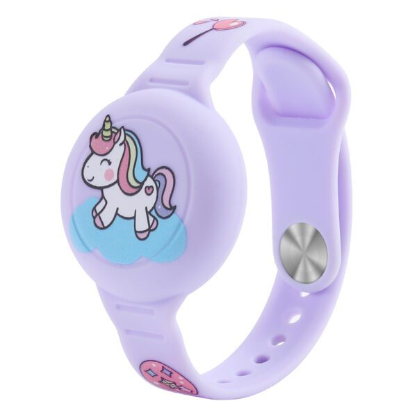 AirTag Case Wristband Silicone Wristband for Kids - Purple with Unicorneng