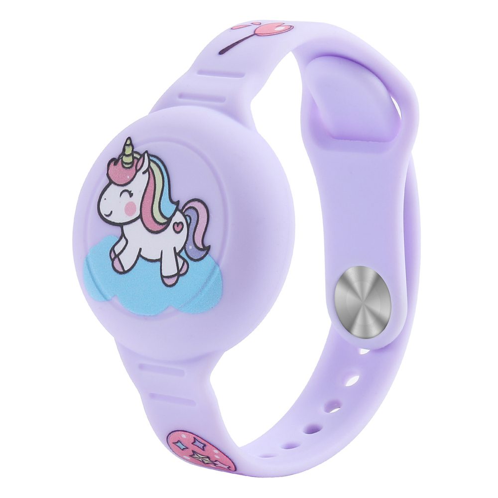 AirTag Case Wristband Silicone Wristband for Kids - Purple with Unicorneng