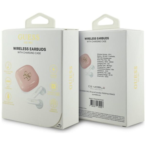 Guess 4G Metal Logo TWS Wireless Headphones - Pinkeng