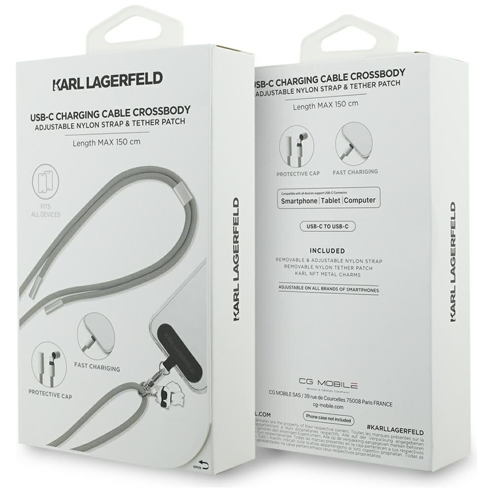 Karl Lagerfeld CBDY Choupette Charm USB-C Cable / USB-C Lanyard - Grayeng