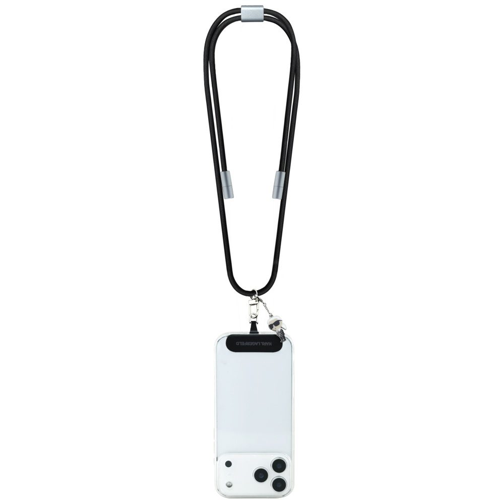 201570_2 Karl Lagerfeld CBDY Ikonik Charm USB-C Cable / USB-C Lanyard - Blackeng