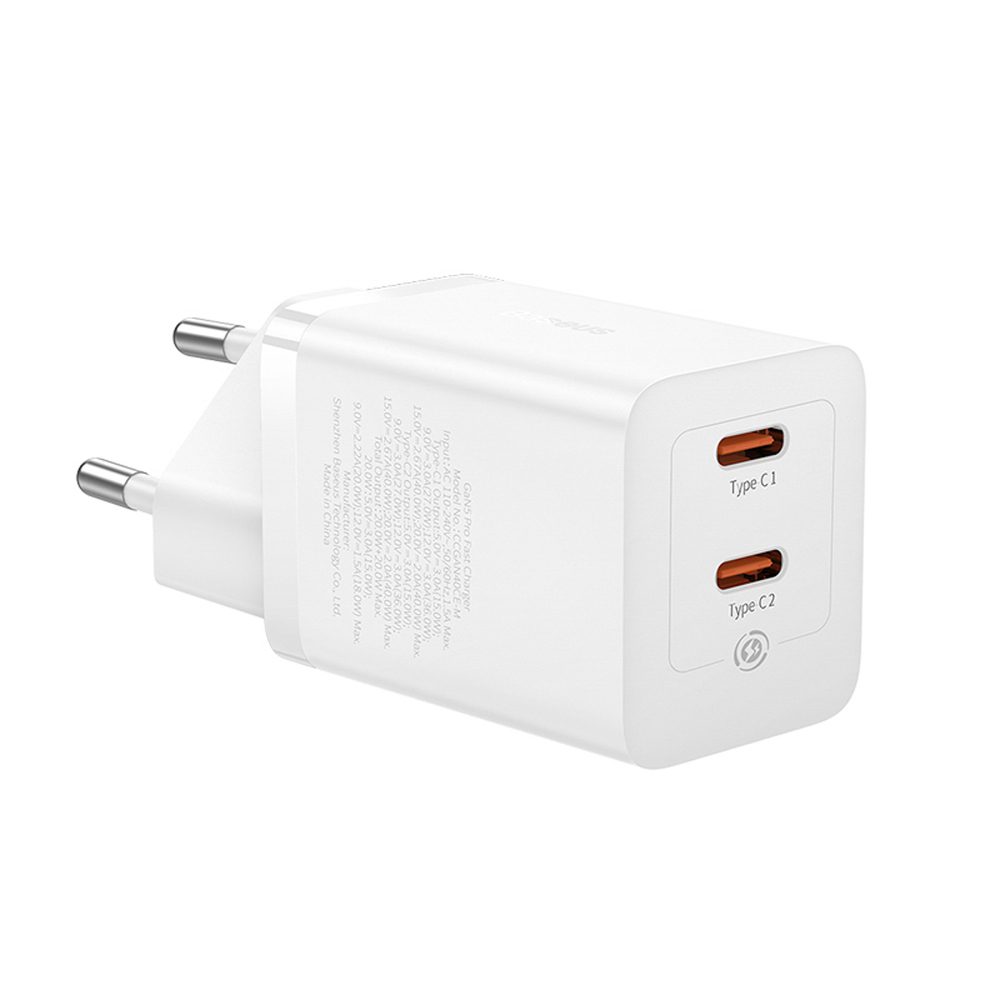 201587_4 Baseus GaN5 Pro 40W 2xUSB-C Wall Charger - Whiteeng