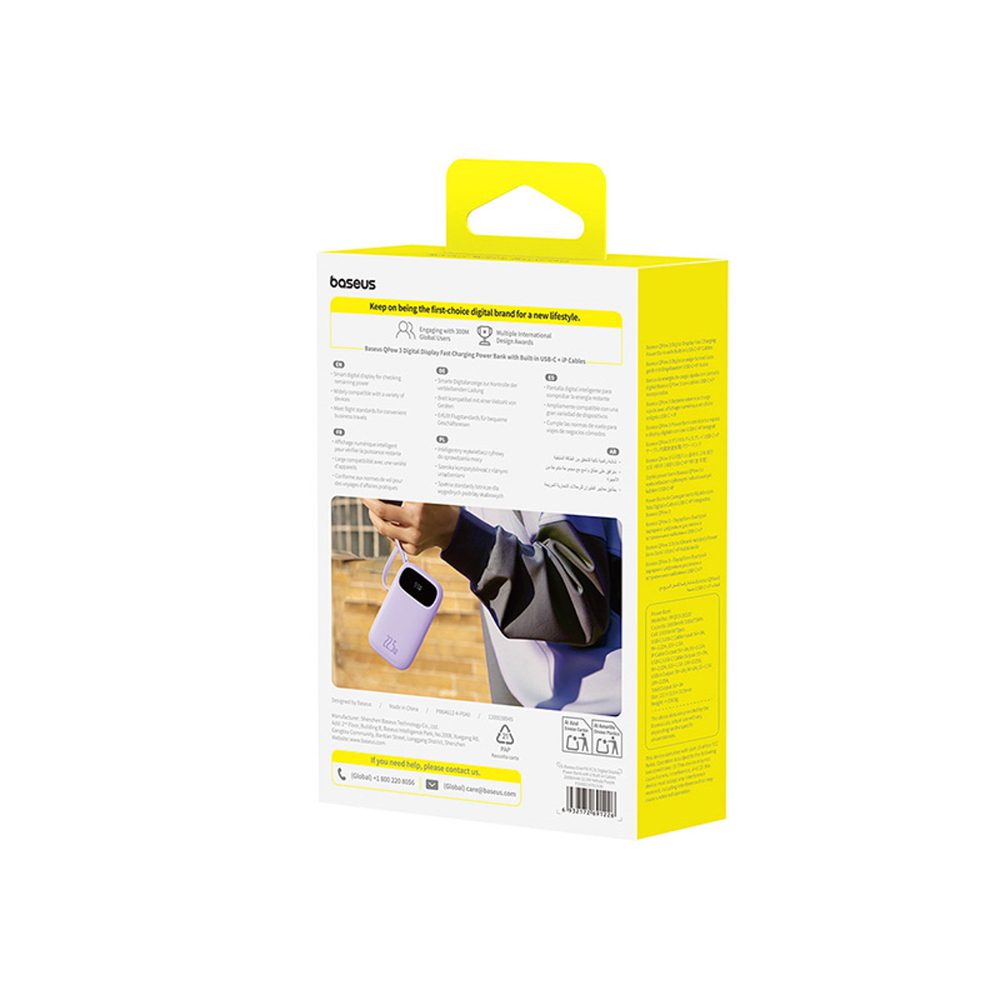 Baseus EnerFill FC21 Qpow 3 Ultra 20000mAh 22.5W Powerbank with Digital Display and Cable Included - Purpleeng