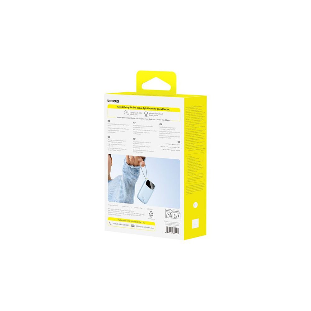 Baseus EnerFill FC21 Qpow 3 Ultra 20000mAh 45W Power Bank with Digital Display and Included Cable - Blueeng