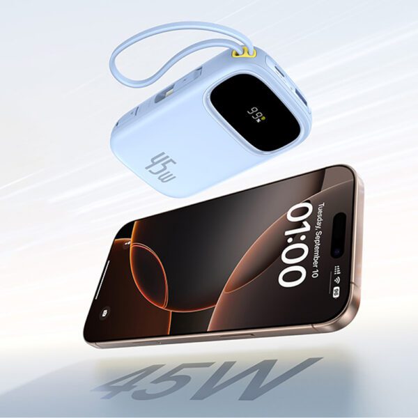 201598_7 Baseus EnerFill FC31 20000mAh 45W Power Bank with Display with USB-C and Lightning Cables - Blueeng