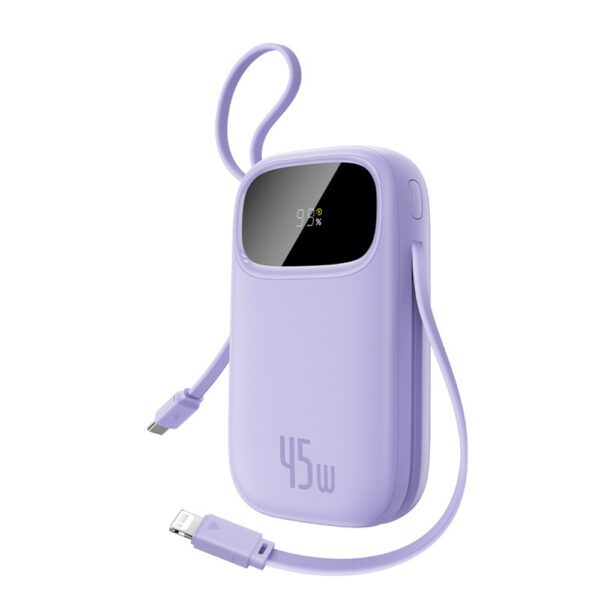 Baseus EnerFill FC31 20000mAh 45W Power Bank with Display with USB-C and Lightning Cables - Purpleeng
