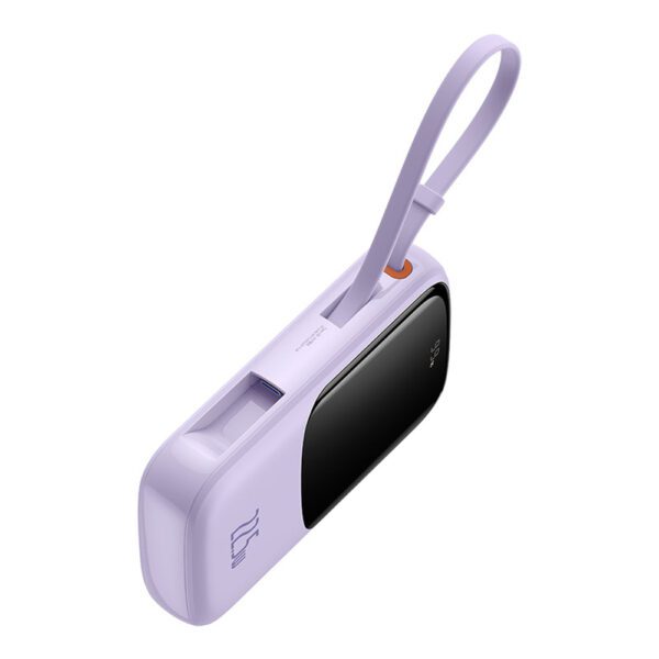 Baseus Qpow Pro+ 10000mAh 22.5W Power Bank with Built-in USB-C Cable and Display - Purpleeng