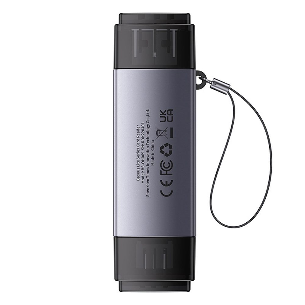 Baseus Lite Series USB-A/USB-C 3.0 SD/TF Card Reader - Grayeng