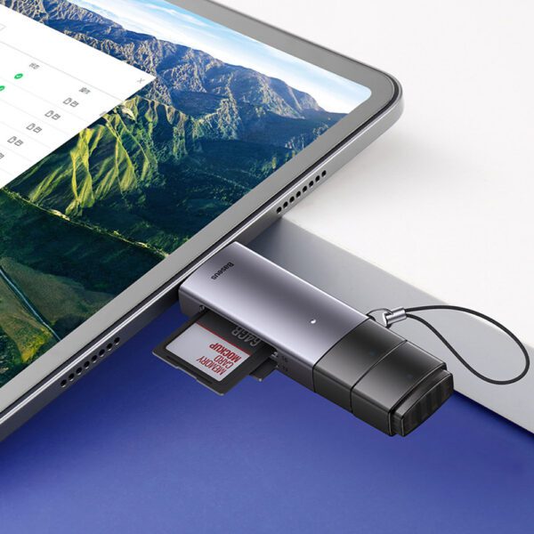 Baseus Lite Series USB-A/USB-C 3.0 SD/TF Card Reader - Grayeng