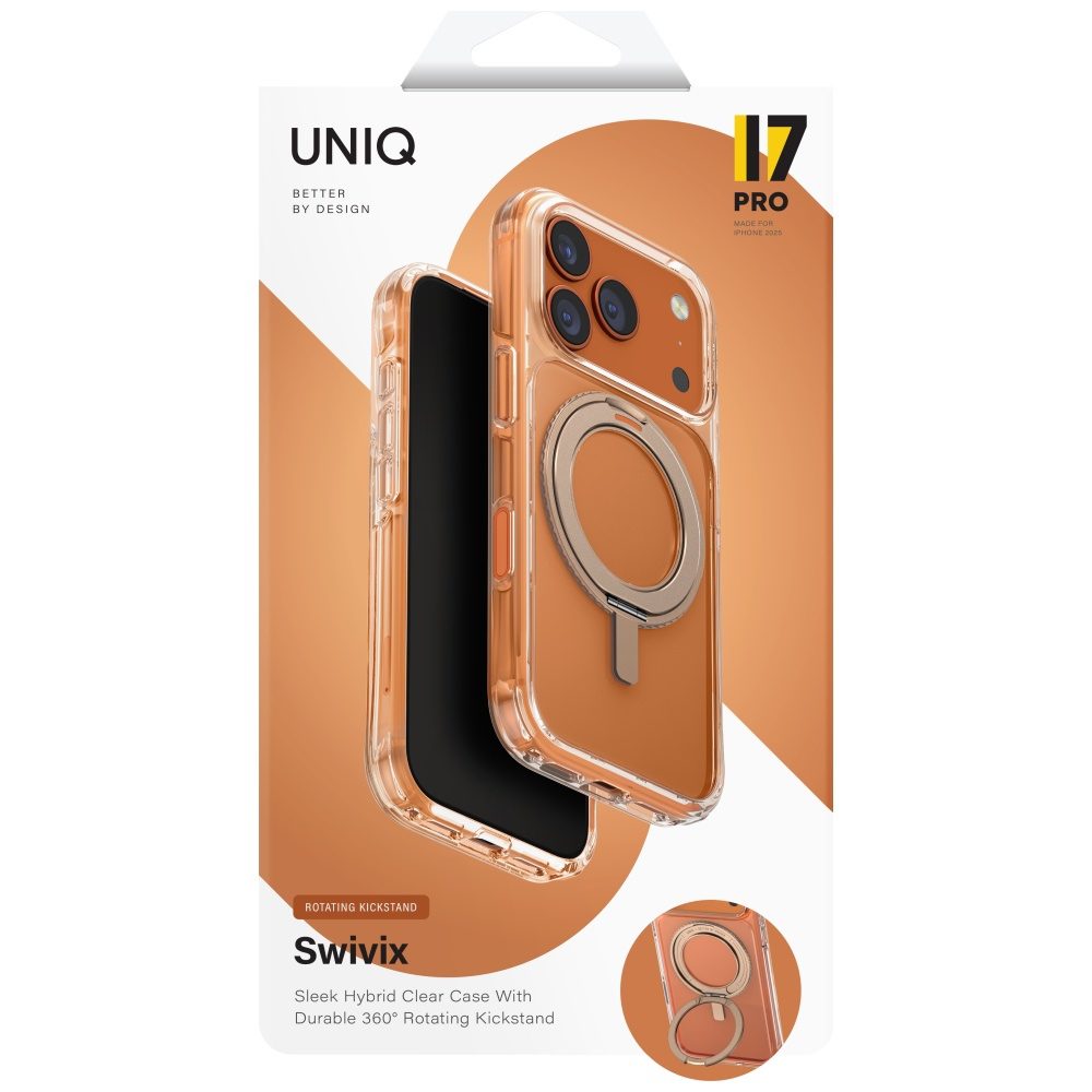 201754_6 Uniq Swivix Rotating Kickstand 360 Case for iPhone 17 Pro - Goldeng