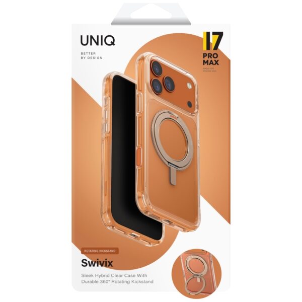201756_6 Uniq Swivix Rotating Kickstand 360 Case for iPhone 17 Pro Max - Goldeng