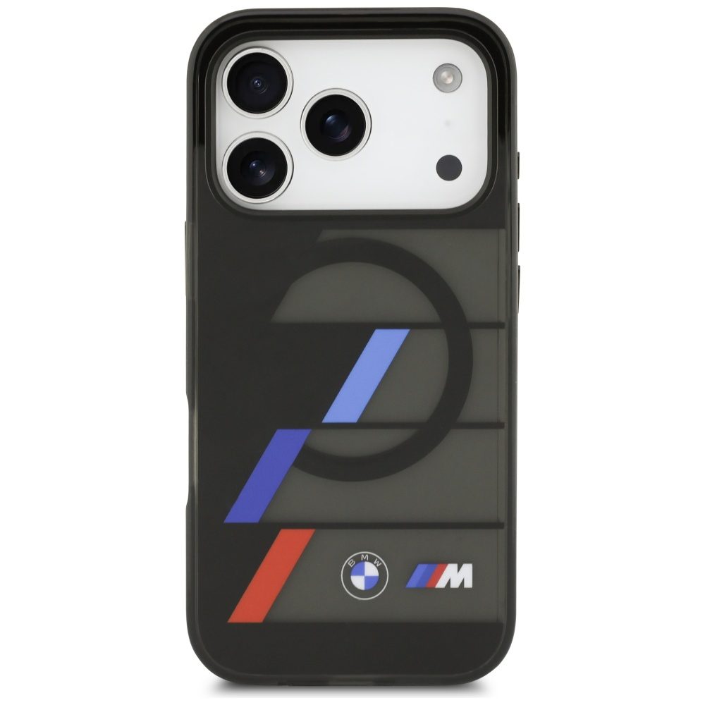 BMW M IML Metal Buttons Tricolor Lines MagSafe Case for iPhone 17 Pro - Blackeng