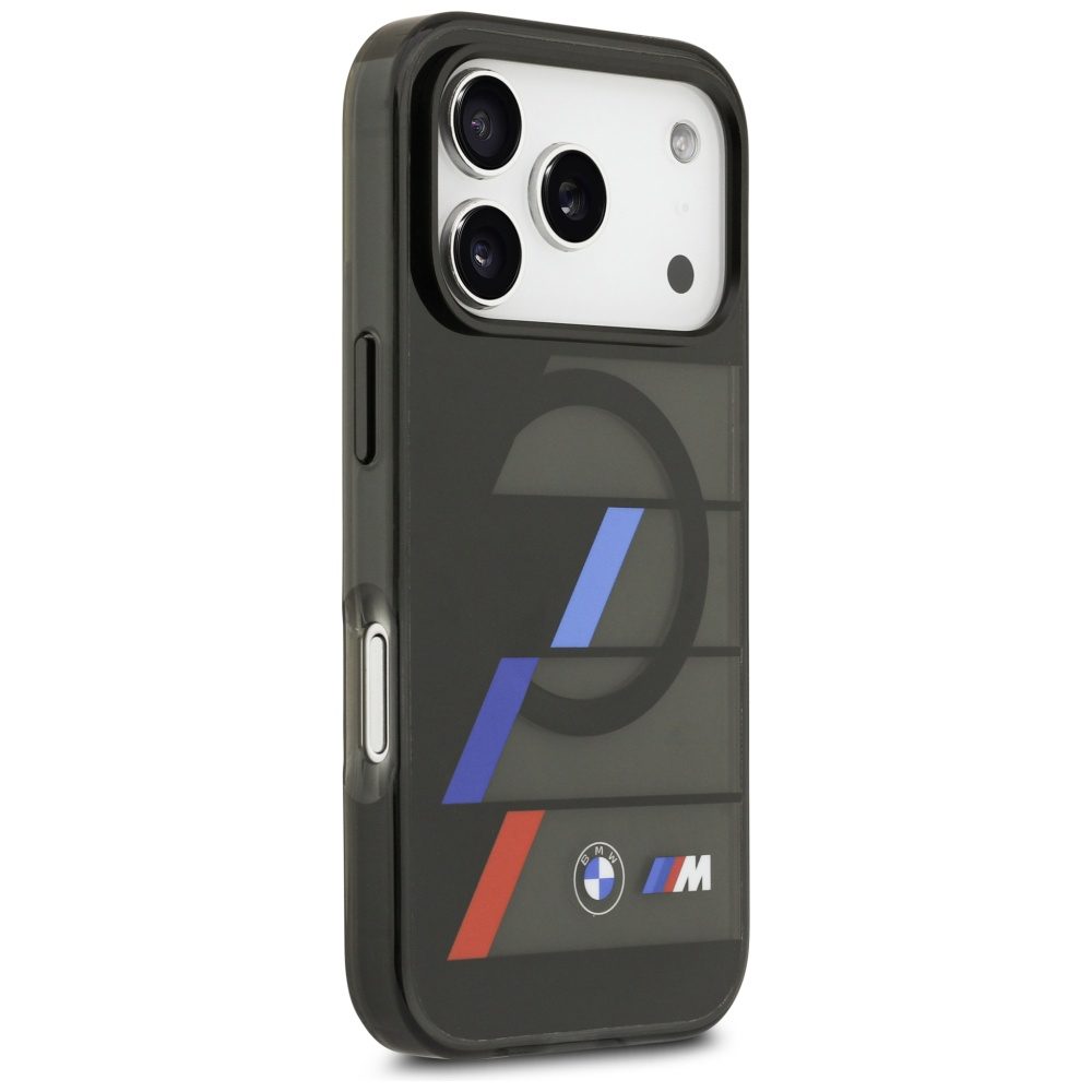 BMW M IML Metal Buttons Tricolor Lines MagSafe Case for iPhone 17 Pro - Blackeng