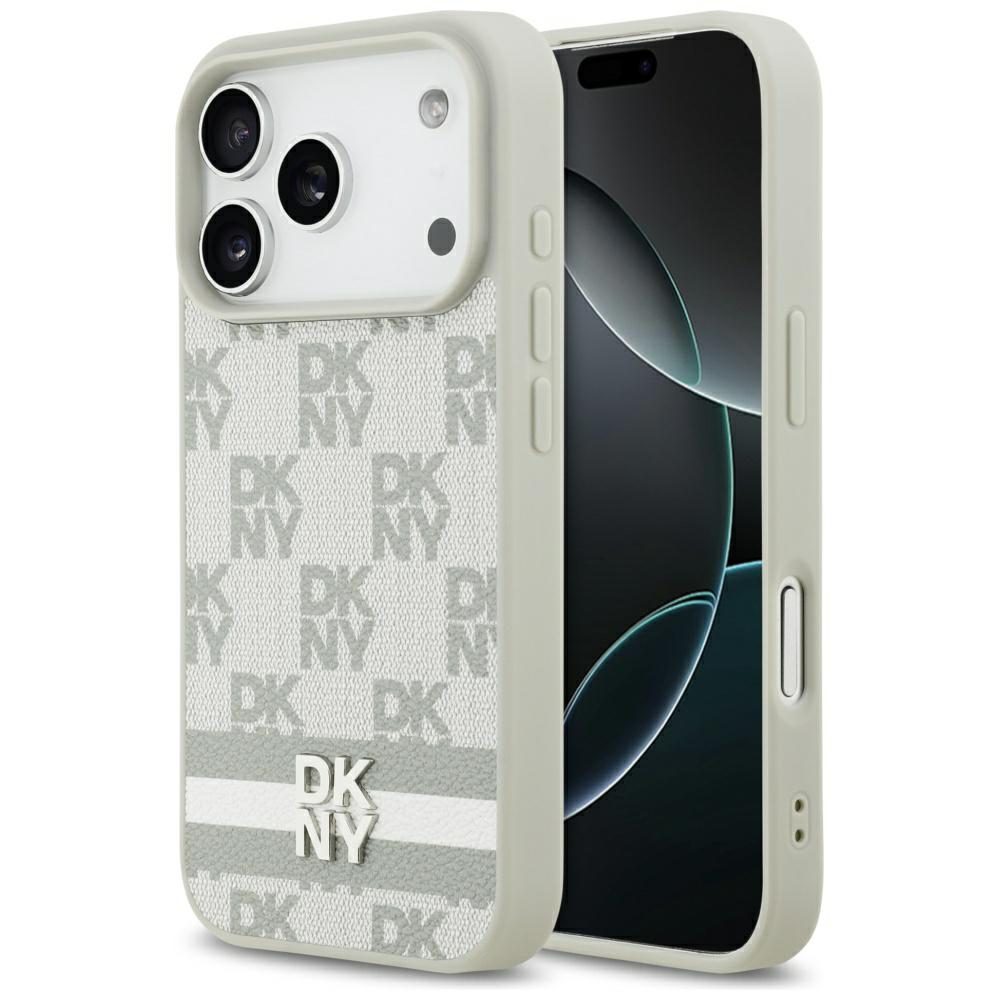 DKNY Checkered with Printed Stripes iPhone 17 Pro Case - Beigeeng