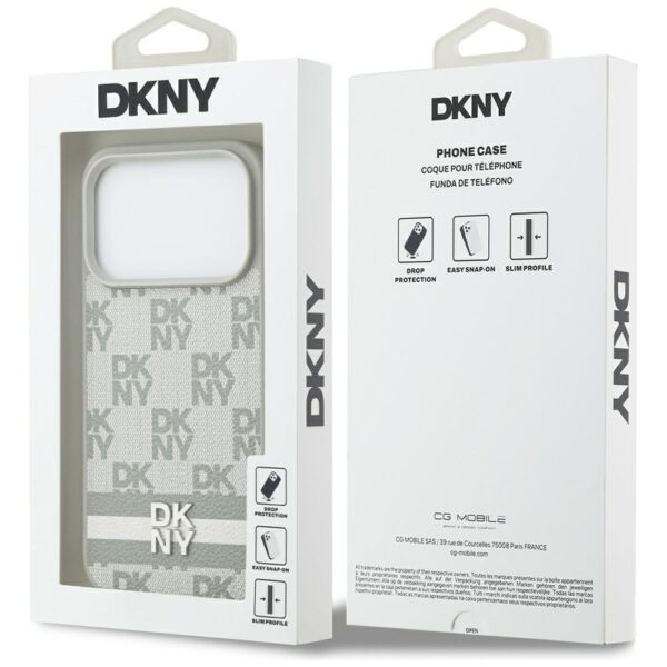 DKNY Checkered with Printed Stripes iPhone 17 Pro Case - Beigeeng