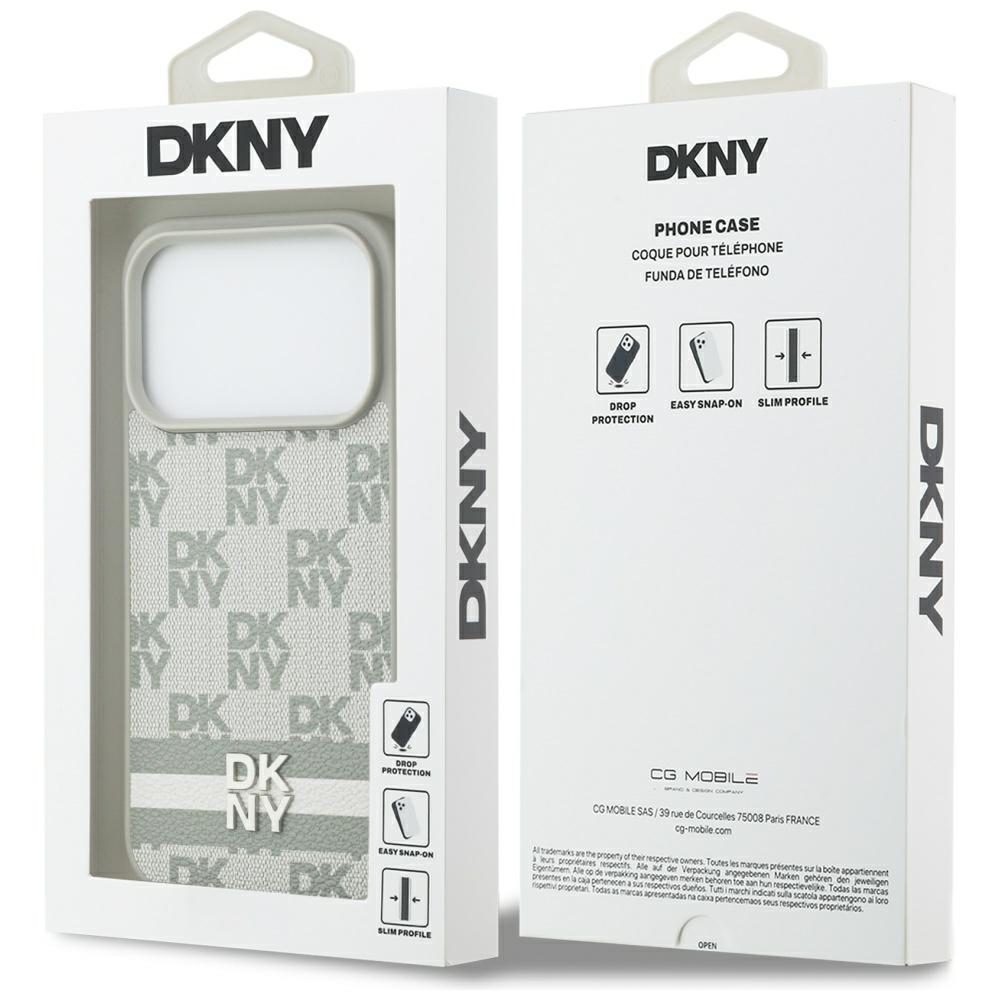 DKNY Checkered with Printed Stripes iPhone 17 Pro Case - Beigeeng