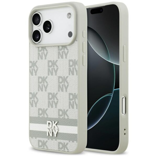 DKNY Checkered with Printed Stripes Case for iPhone 17 Pro Max - Beigeeng