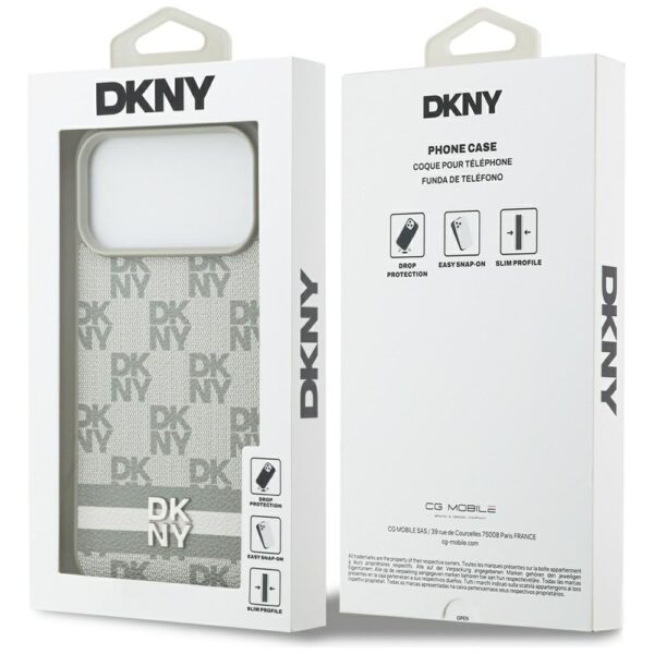 DKNY Checkered with Printed Stripes Case for iPhone 17 Pro Max - Beigeeng