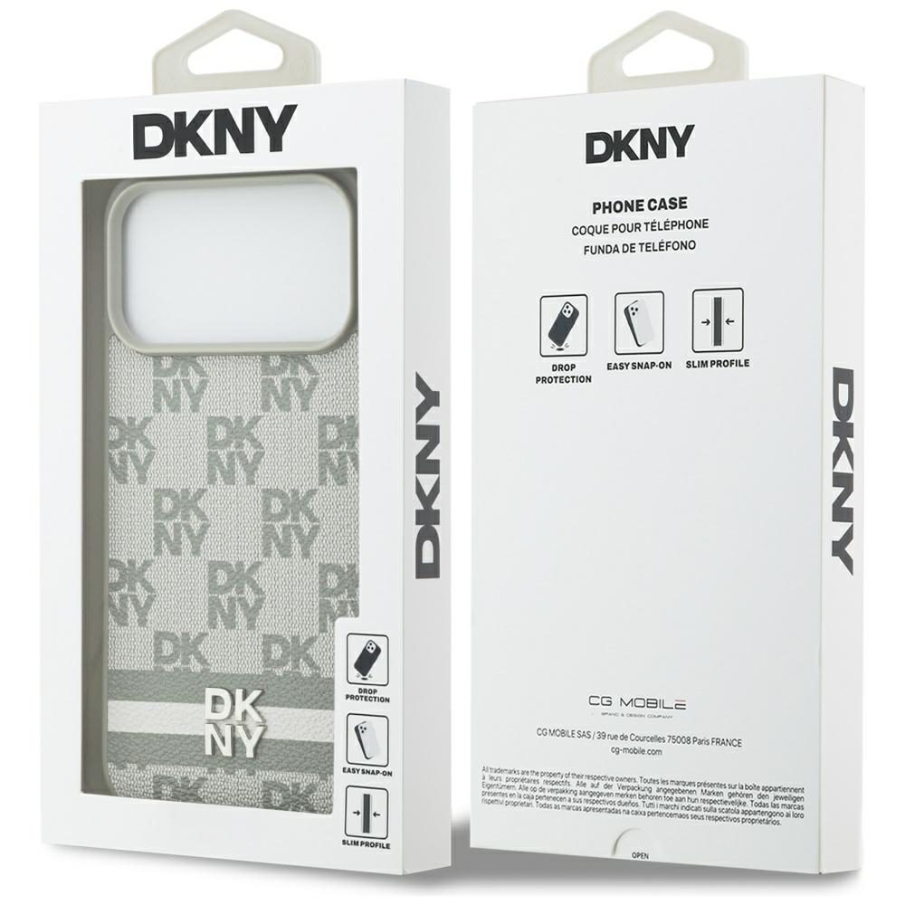 DKNY Checkered with Printed Stripes Case for iPhone 17 Pro Max - Beigeeng