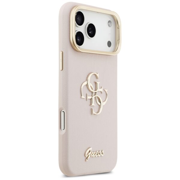 201883_4 Guess Grained Big 4G & Stand Camera Case for iPhone 17 Pro Max - Pinkeng