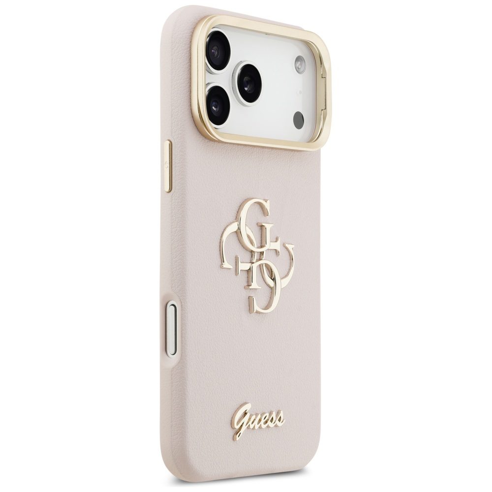 201883_4 Guess Grained Big 4G & Stand Camera Case for iPhone 17 Pro Max - Pinkeng