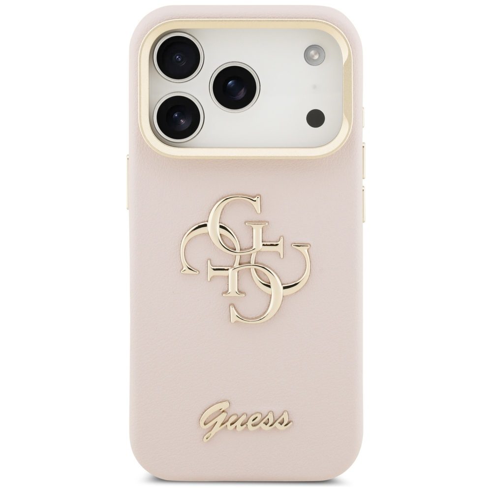 201884_3 Guess Grained Big 4G & Stand Camera Case for iPhone 17 Pro - Pinkeng