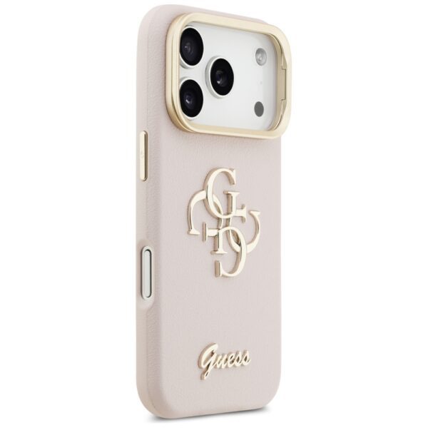 201884_4 Guess Grained Big 4G & Stand Camera Case for iPhone 17 Pro - Pinkeng