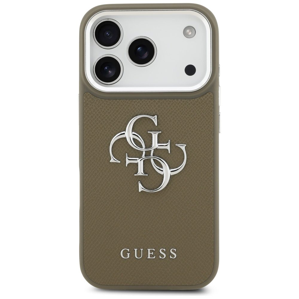 201885_3 Guess Grained Big 4G Classic Logo Case for iPhone 17 Pro - Browneng