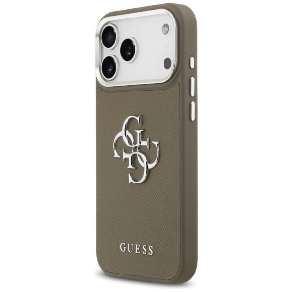 201886_2 Guess Grained Big 4G Classic Logo Case for iPhone 17 Pro Max - Browneng