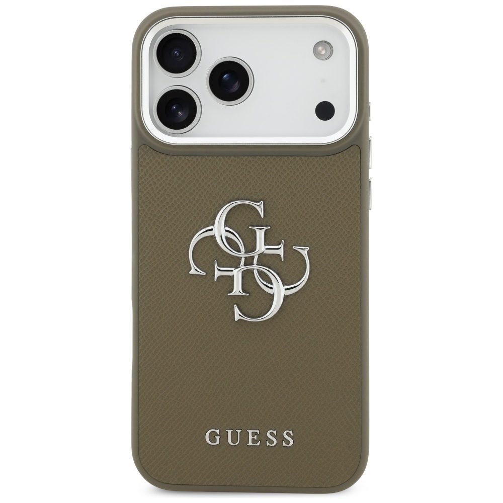 201886_3 Guess Grained Big 4G Classic Logo Case for iPhone 17 Pro Max - Browneng