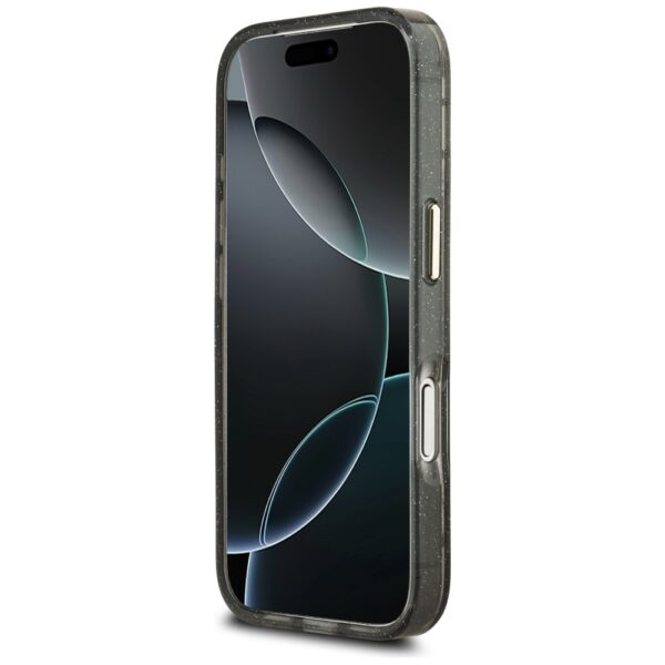 Guess IML Glitter Flowers Triangle MagSafe Case for iPhone 17 Pro Max - Blackeng