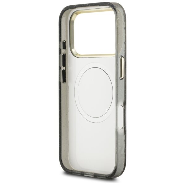 Guess IML Glitter Flowers Triangle MagSafe Case for iPhone 17 Pro Max - Blackeng