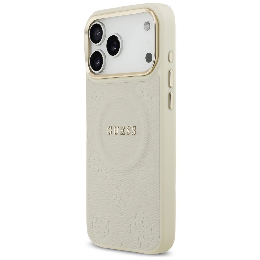 Guess Peony Hot Stamp MagSafe Case for iPhone 17 Pro Max - Beigeeng