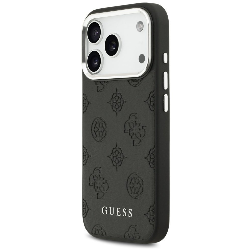 201896_2 Guess Peony Hot Stamp Script MagSafe Case for iPhone 17 Pro - Blackeng