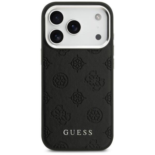 201896_3 Guess Peony Hot Stamp Script MagSafe Case for iPhone 17 Pro - Blackeng