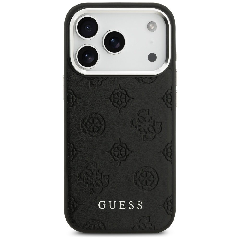201896_3 Guess Peony Hot Stamp Script MagSafe Case for iPhone 17 Pro - Blackeng