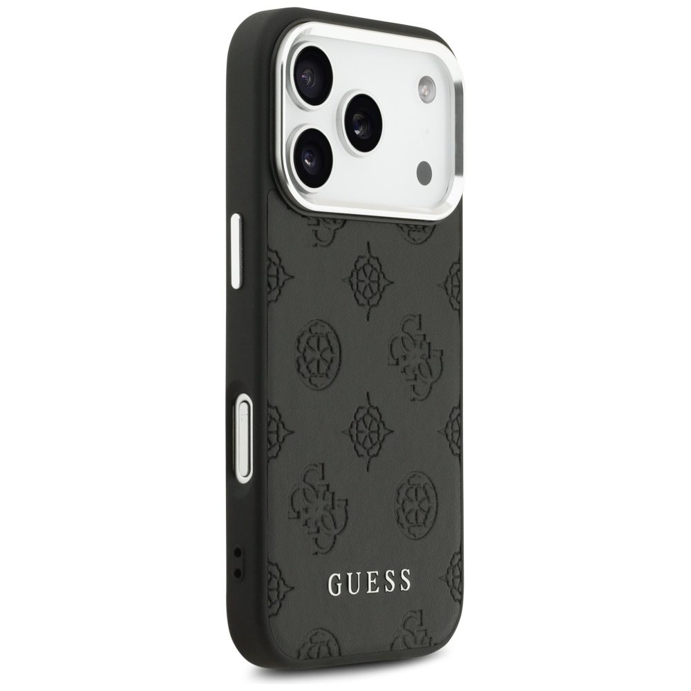 201896_4 Guess Peony Hot Stamp Script MagSafe Case for iPhone 17 Pro - Blackeng